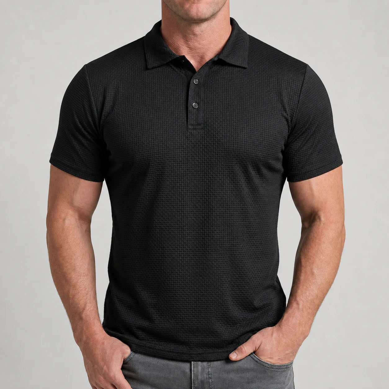 Polo triko Verona na muži, Espresso černá, šedé chinos