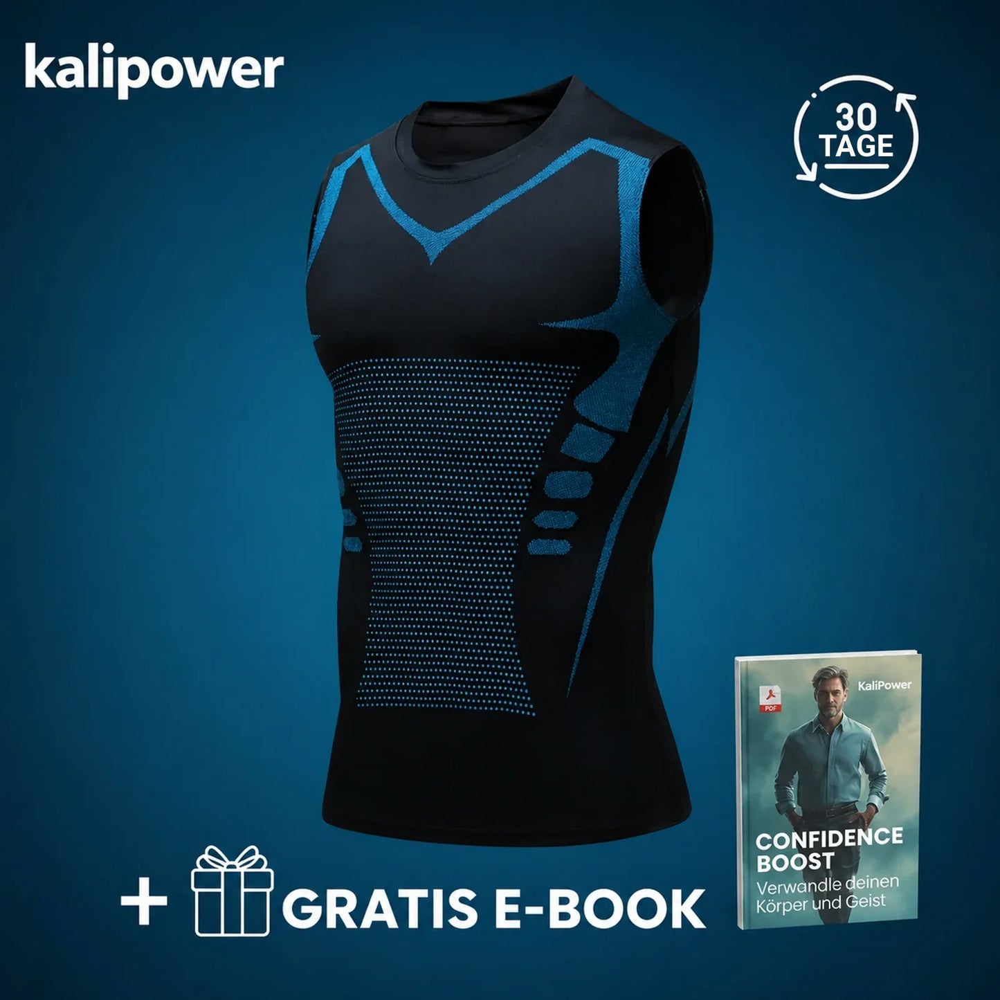 KaliPower Kompressions-Tanktop: 30 Tage Rueckgaberecht, kostenloser Versand, gratis E-Book